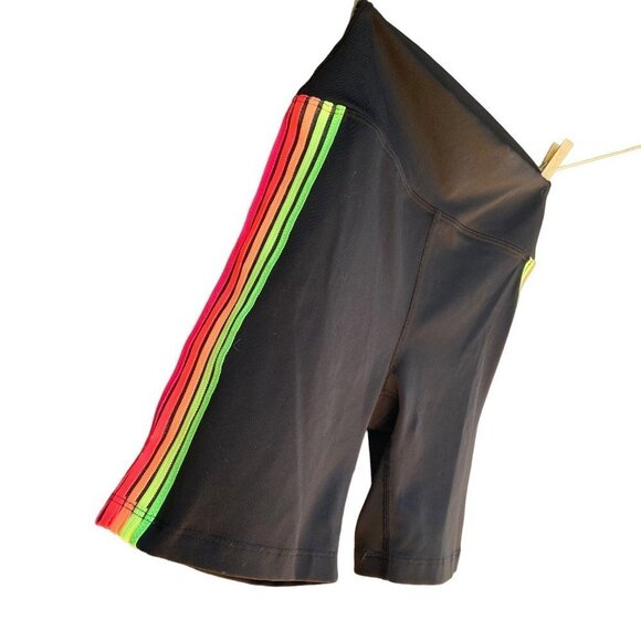 Pink Victoria’s Secret Pants - Pink Victoria’s Secret Ultimate Black Rainbow Striped Bike Women’s Shorts Size X